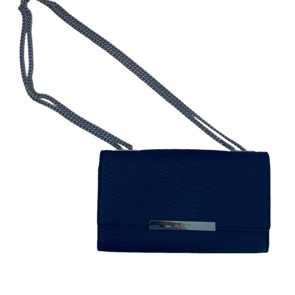 Aldo Clench  Purse Black Snakeskin - Picture 1 of 15